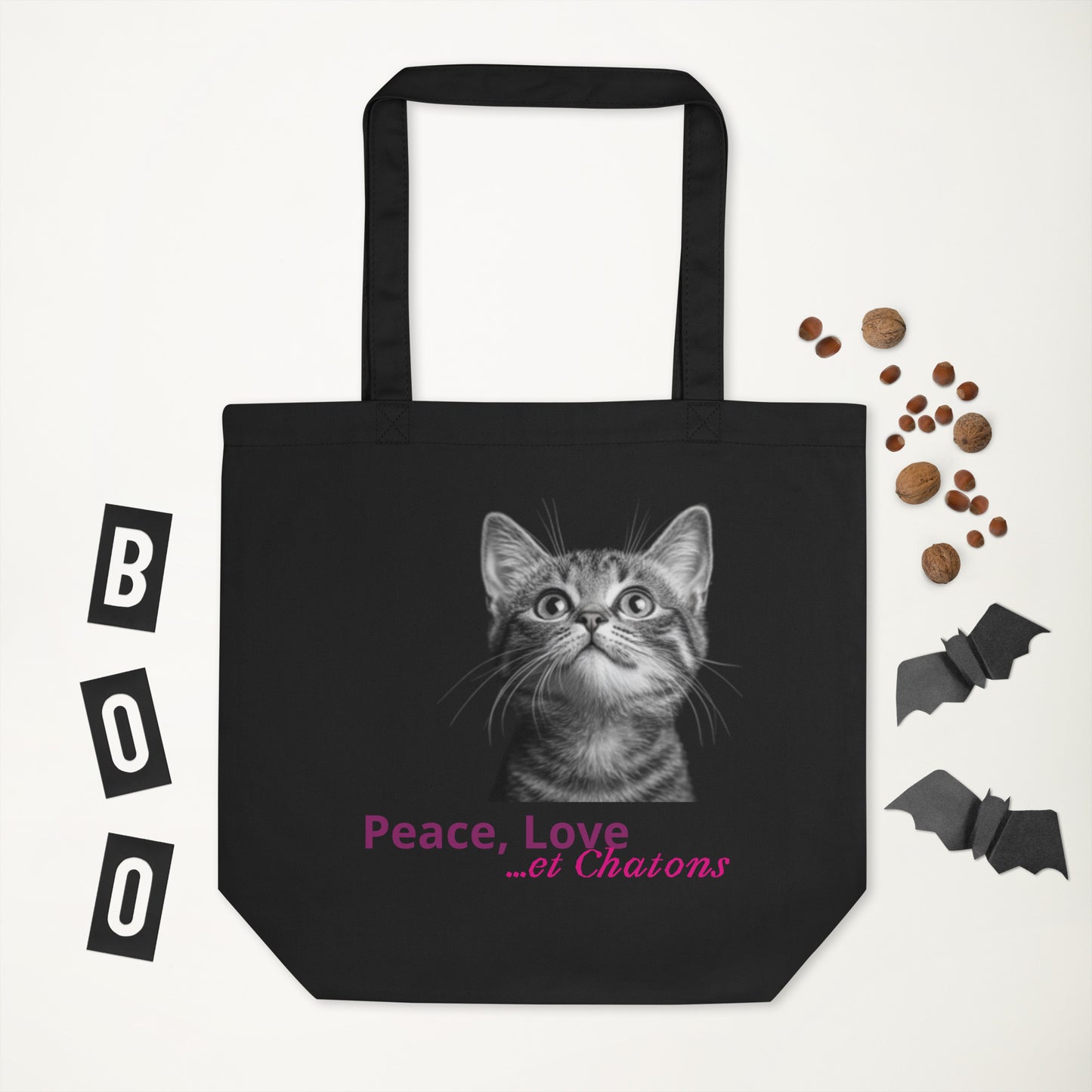Illustration de chaton sur sac cadeau pour amoureux des chats