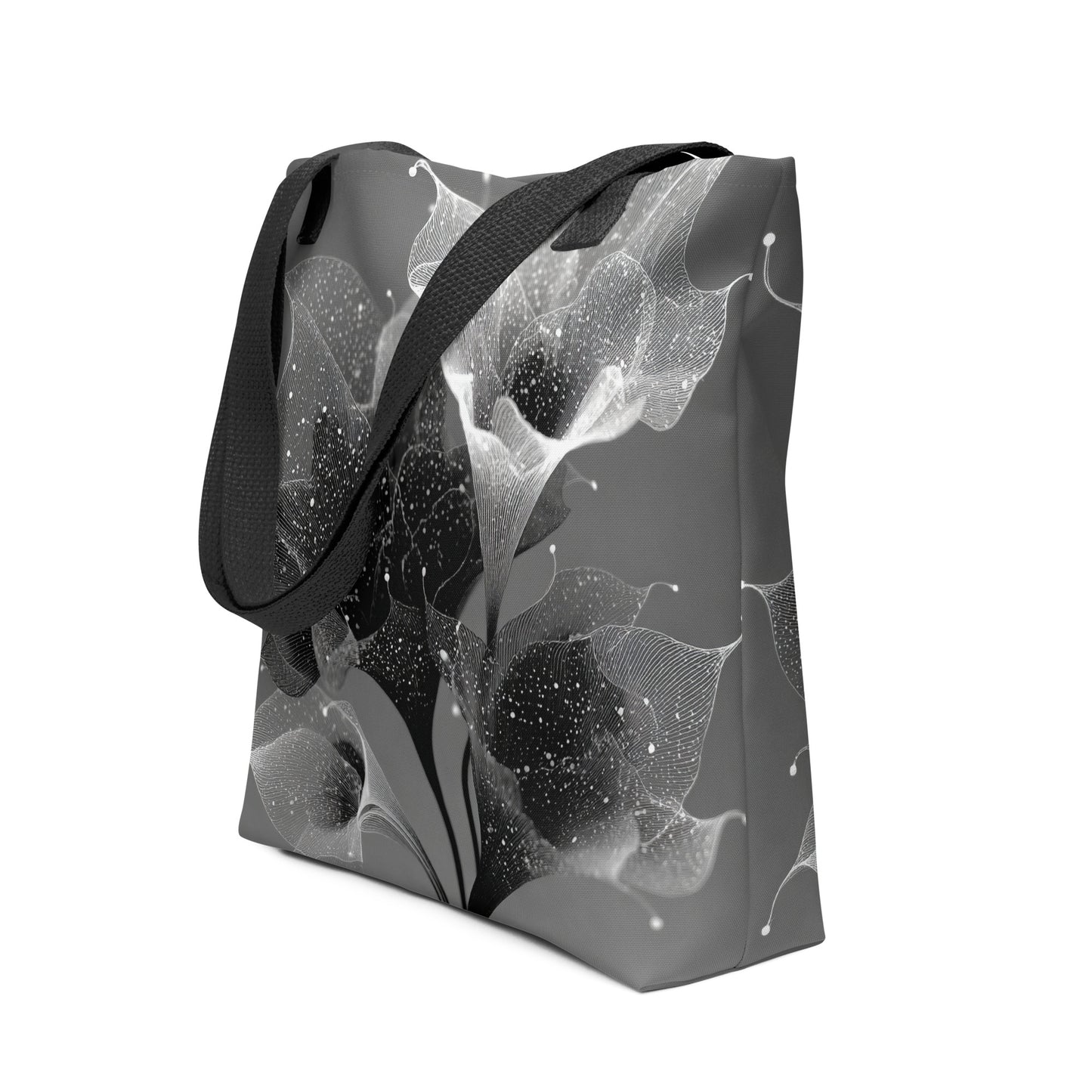 Tote bag élégant au motif de fleur astrale, mélange de botanique et énergie céleste.