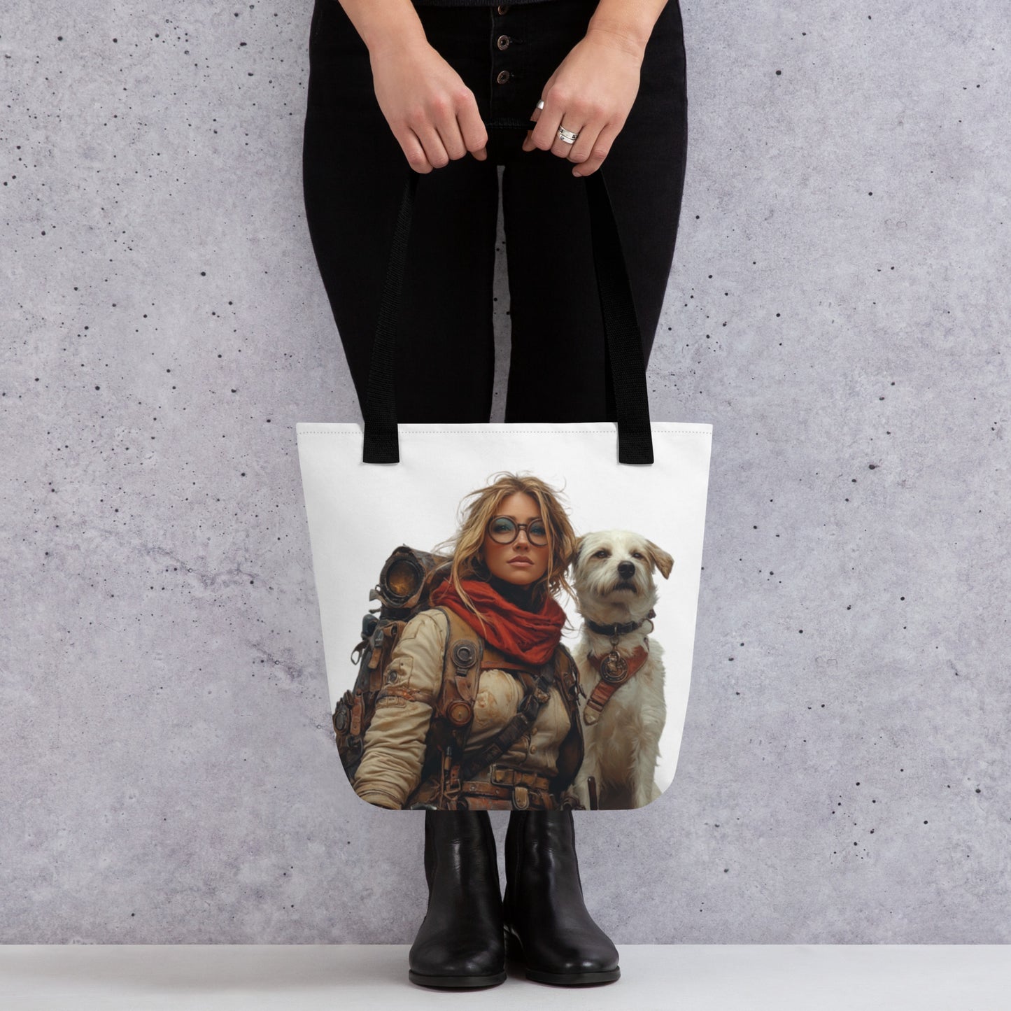 Tote bag engagé avec portrait urbain et esthétique de survie contemporaine