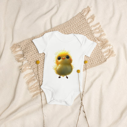 Body bio pour bébé avec petit poussin doux et mignon