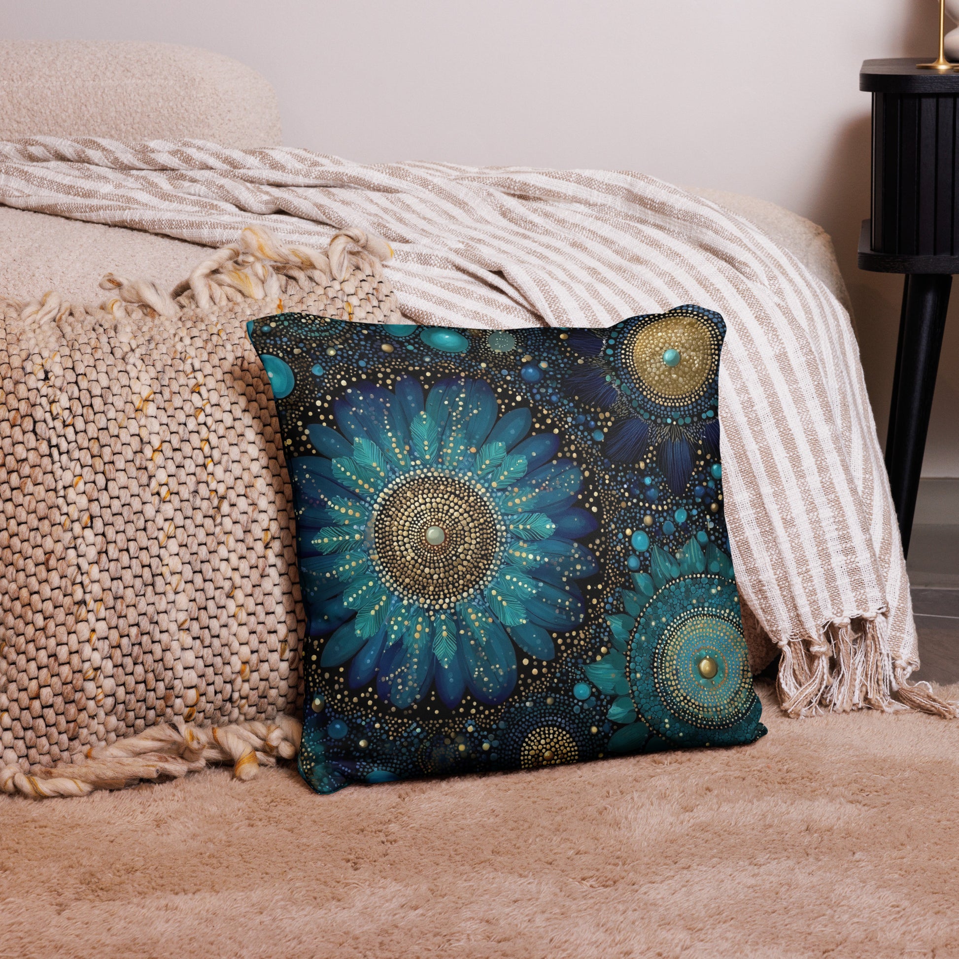 Housse douce et lavable Coussin Fleurs de Nuit avec insert confortable pour repos