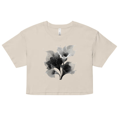 Crop top style bohème avec motif nature fleur bone