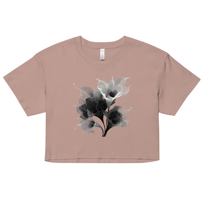 Crop top décontracté motif floral hazy pink