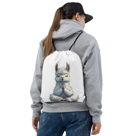 Sac à cordon Lama Zen au design minimaliste et apaisant, illustration originale Le Lama qui rit