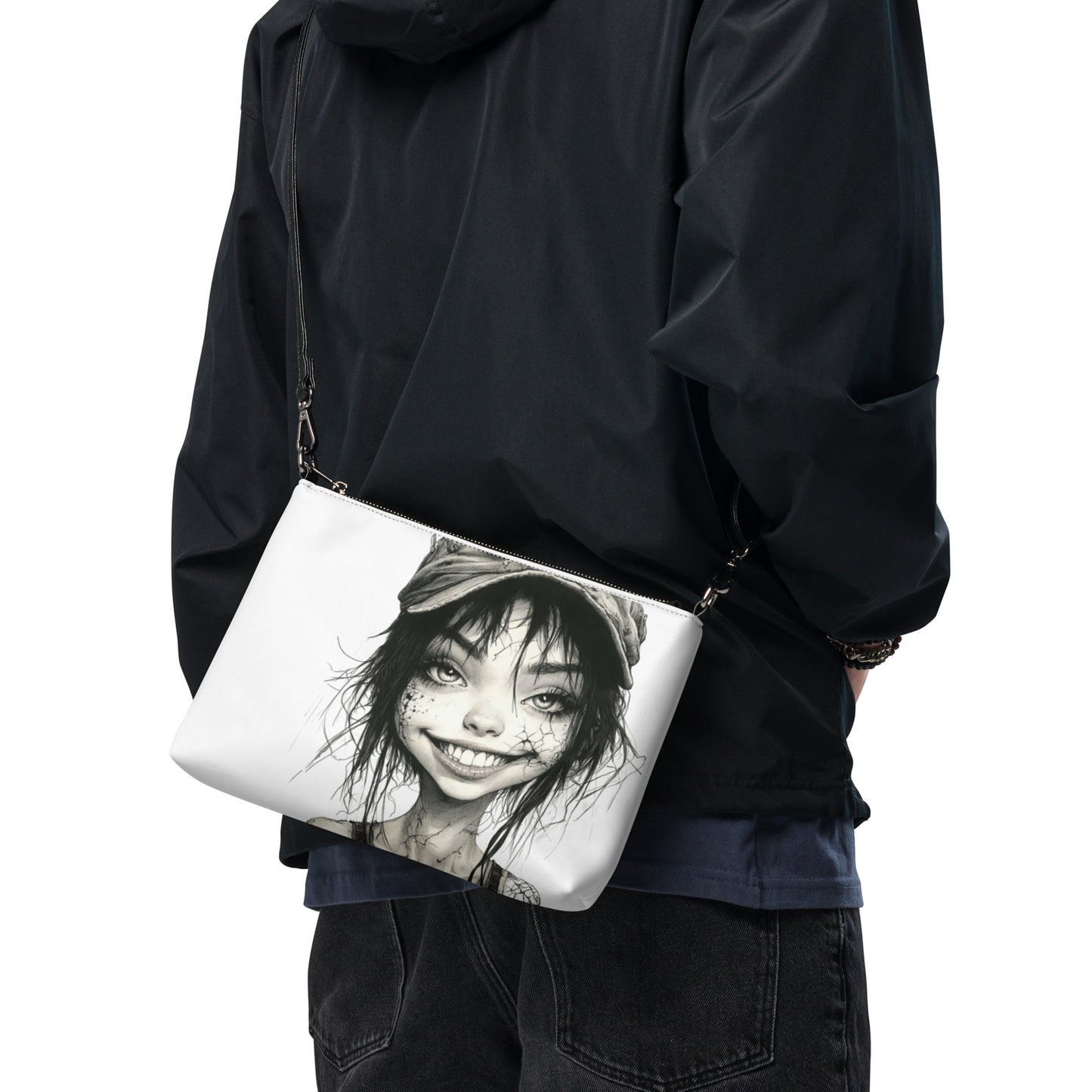 Sac à fermeture zippée avec bretelles réglables, idéal pour style urbain et original
