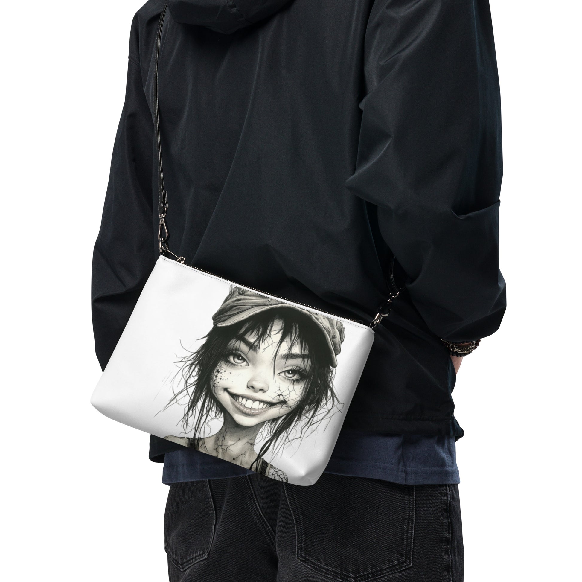 Sac à fermeture zippée avec bretelles réglables, idéal pour style urbain et original