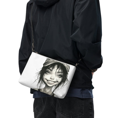 Sac à fermeture zippée avec bretelles réglables, idéal pour style urbain et original