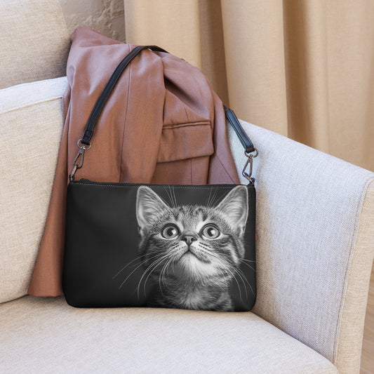 Sac en bandoulière avec chaton noir et blanc – style tendre et chic