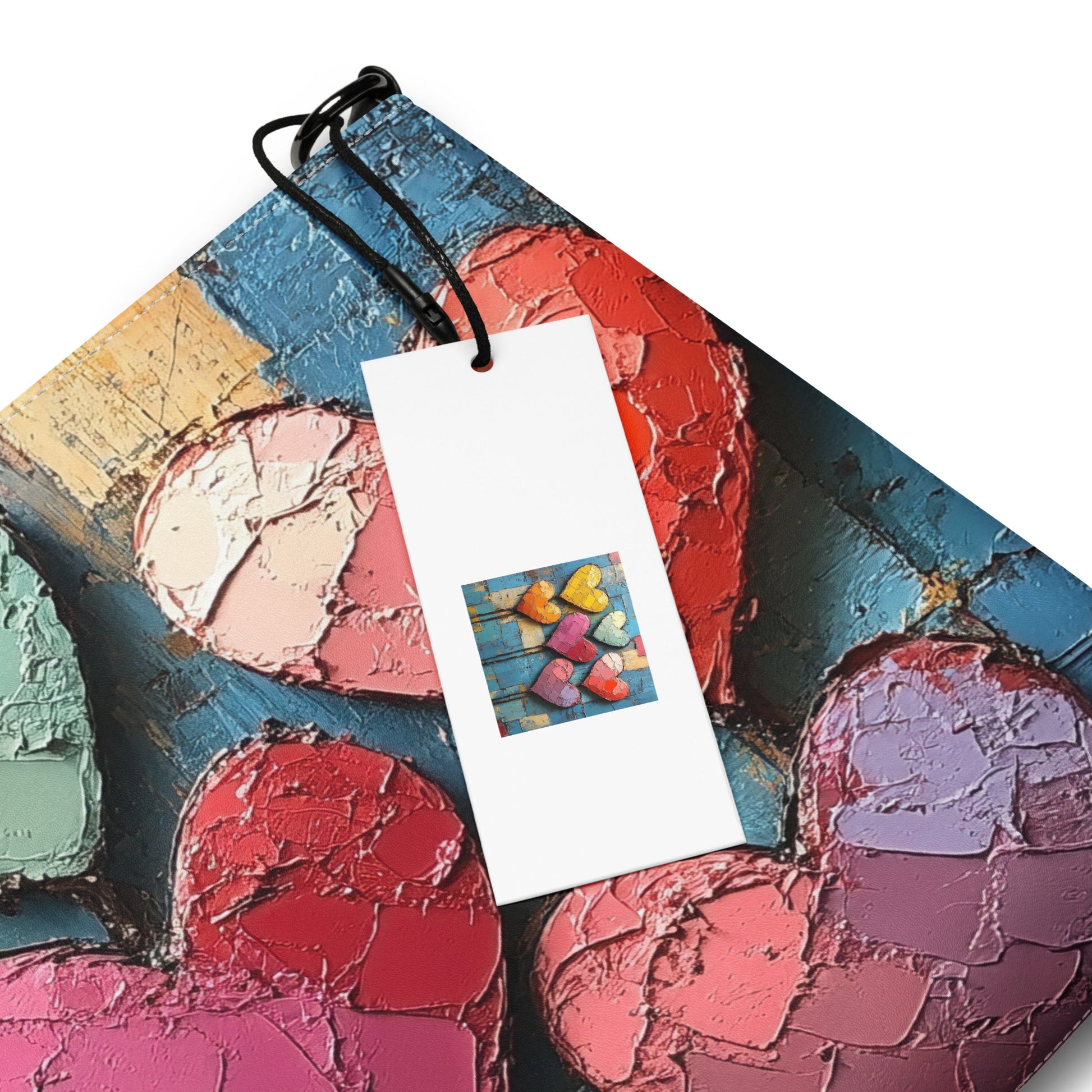 Sac en bandoulière illustré de cœurs vifs et texturés