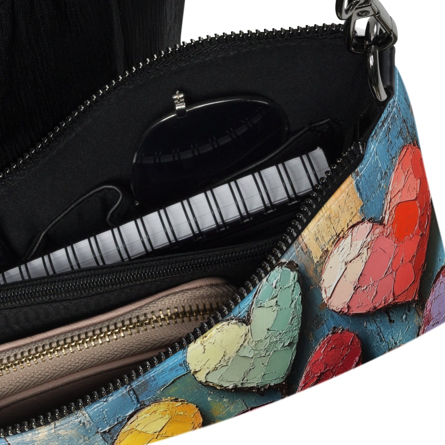 Sac en bandoulière coeurs vue intérieure