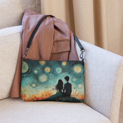 Sac en bandoulière « Veillée » avec illustration poétique sous un ciel étoilé