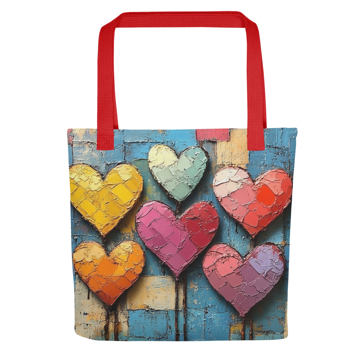 Tote bag Cœurs en Fête avec choix d’anses noires ou rouges