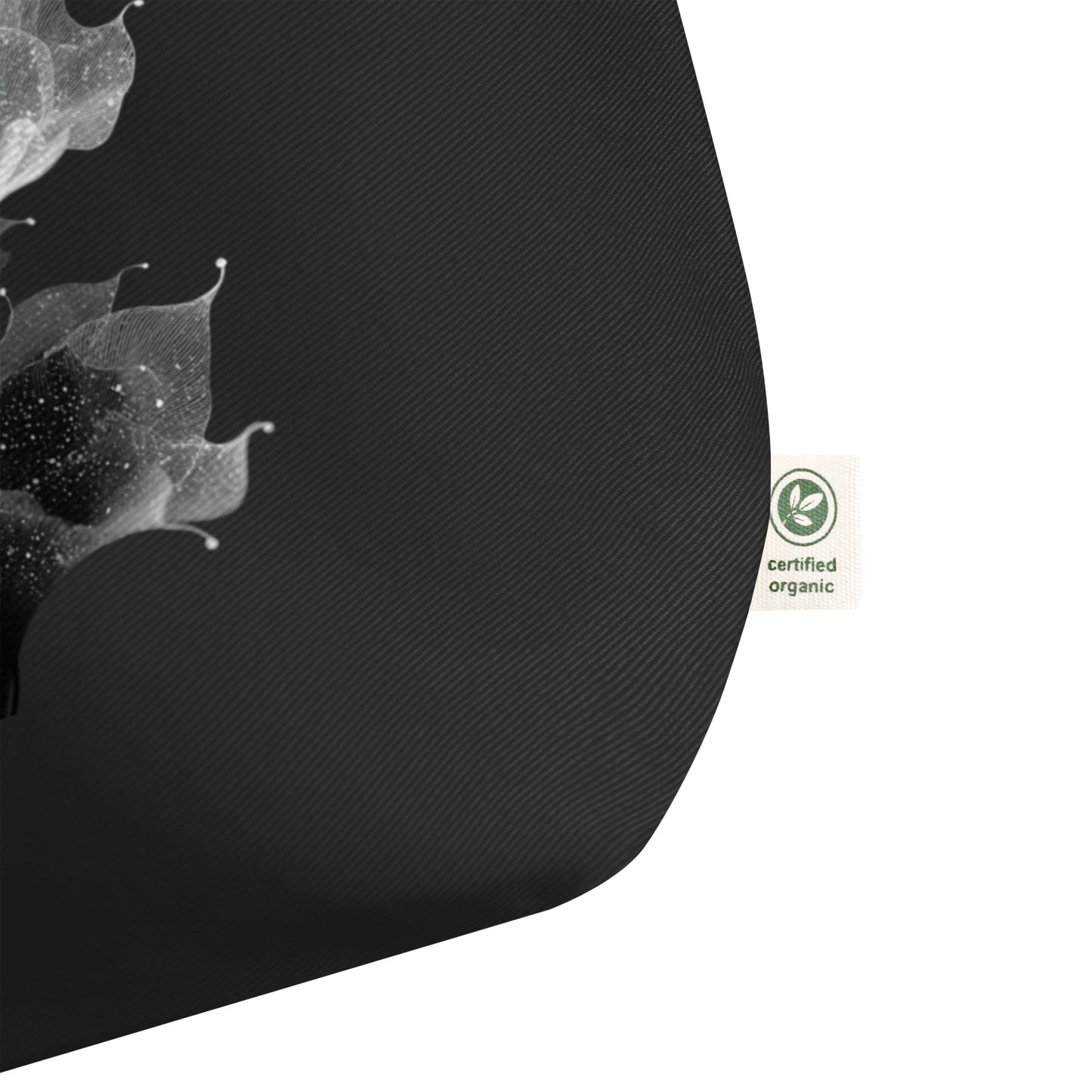 Sac écologique noir avec illustration florale abstraite