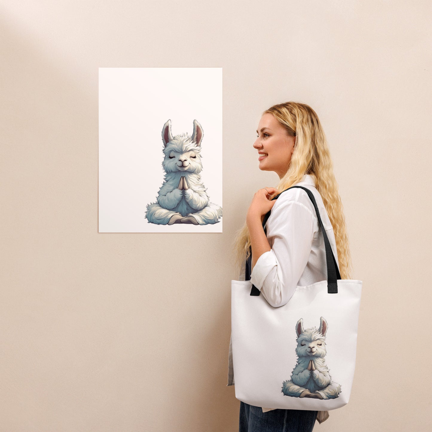 Sac tote bag lama zen au style tendre et décalé, esprit pleine conscience