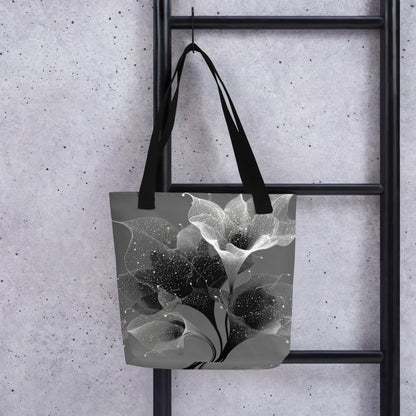 Sac cabas illustré d’une fleur céleste au style épuré et artistique.