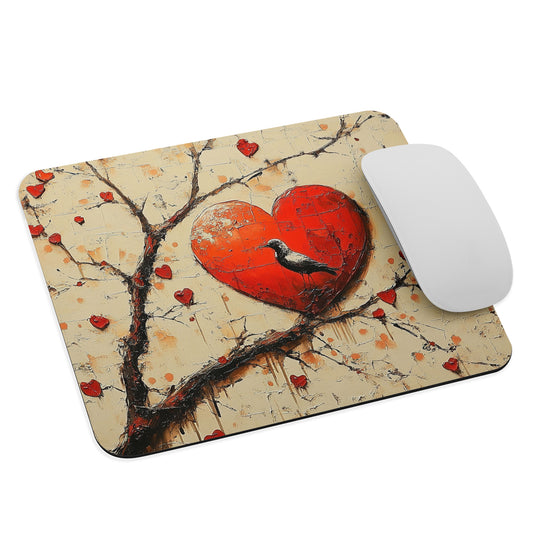 Tapis de souris « Coeur Nature » avec illustration poétique d’un cœur végétal