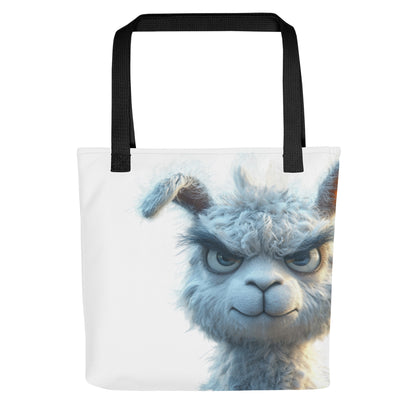 Tote bag avec illustration d’un lama en colère, style décalé et original.