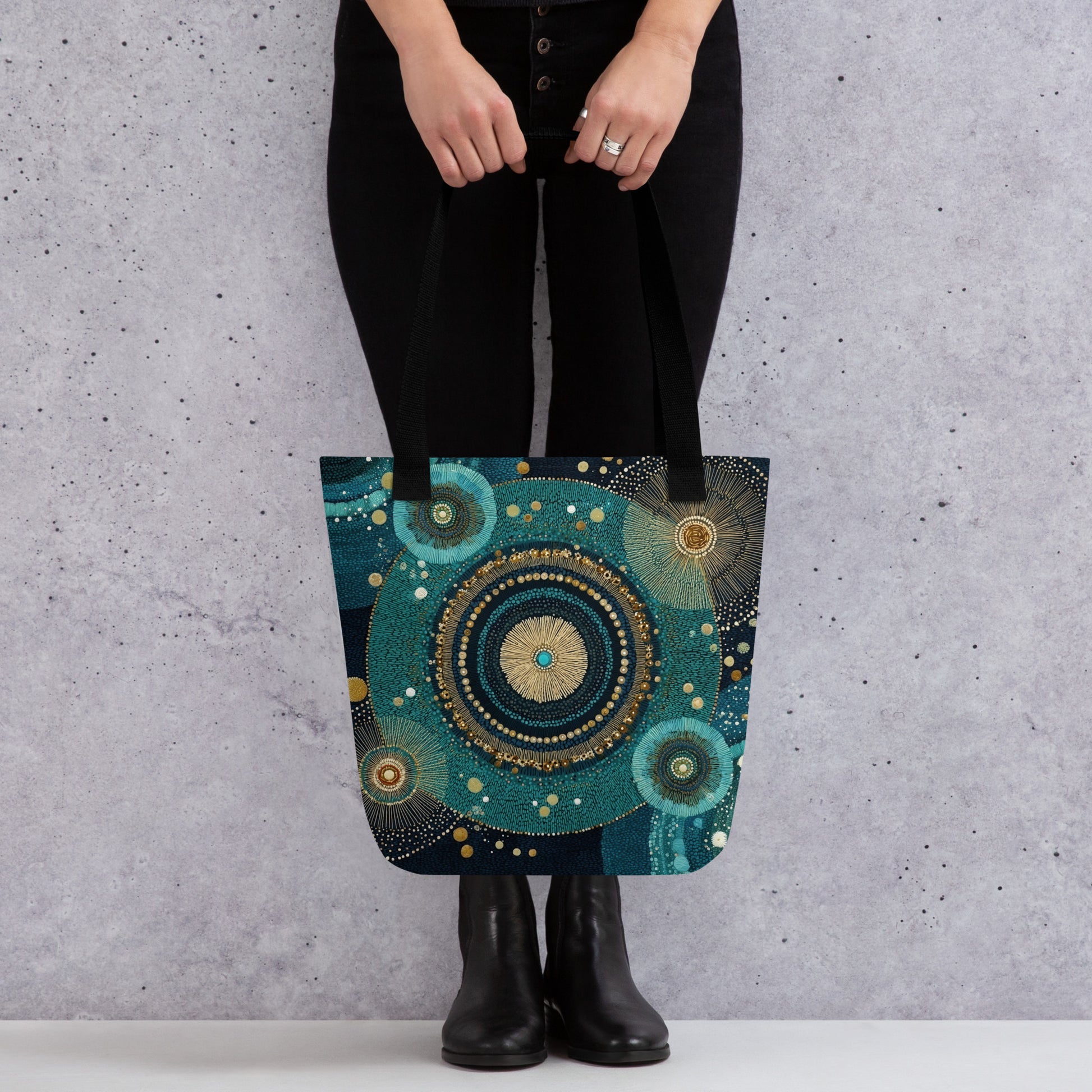 Design inspiré des constellations et des formes sacrées sur tote bag