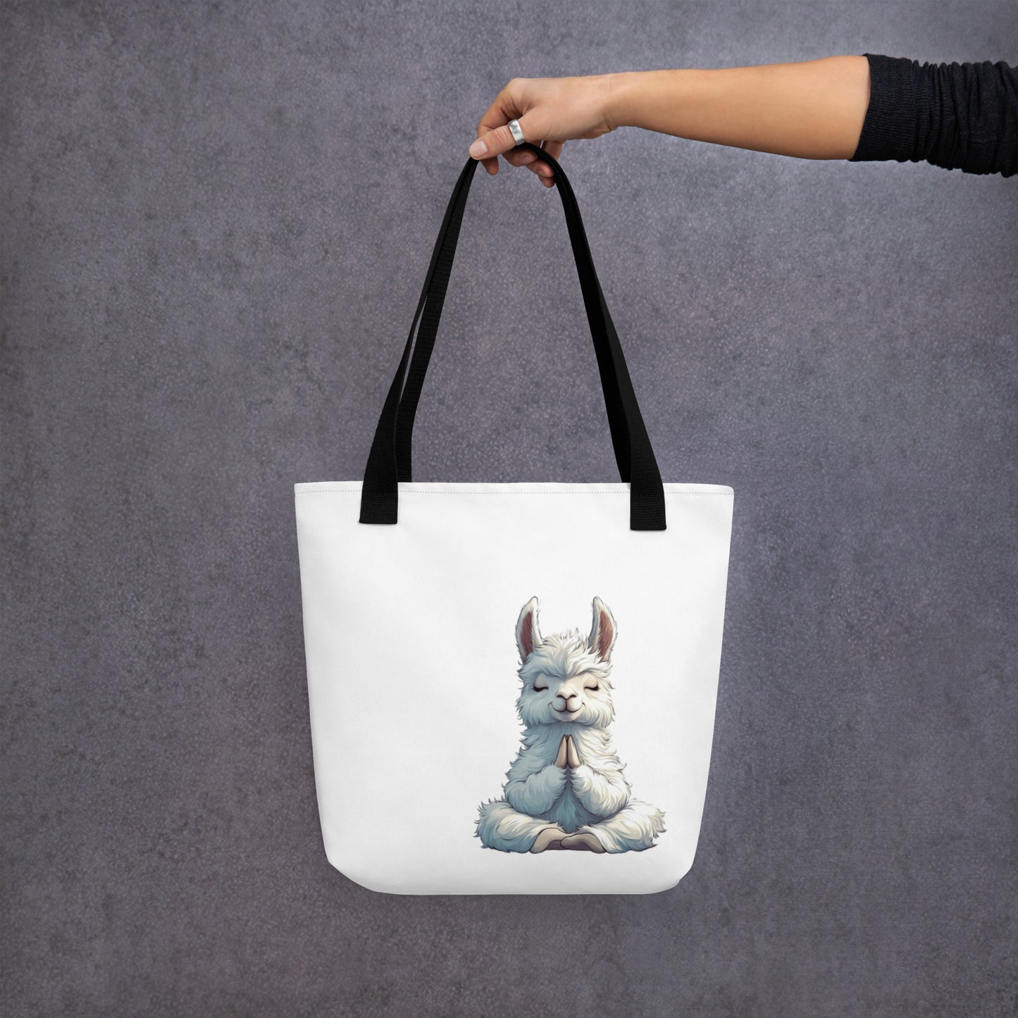 Tote bag illustré lama zen avec vibes positives et humour