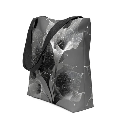Tote bag élégant au motif de fleur astrale, mélange de botanique et énergie céleste.
