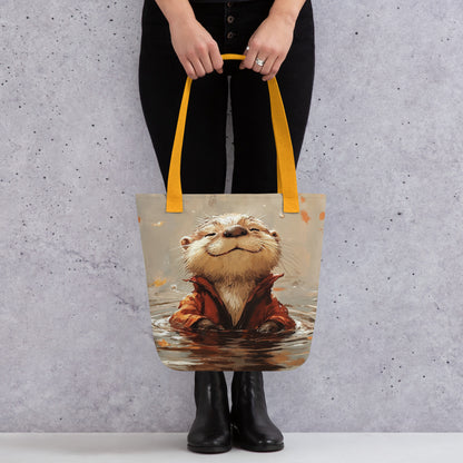 Tote bag style tendre avec loutre sereine, idée cadeau originale