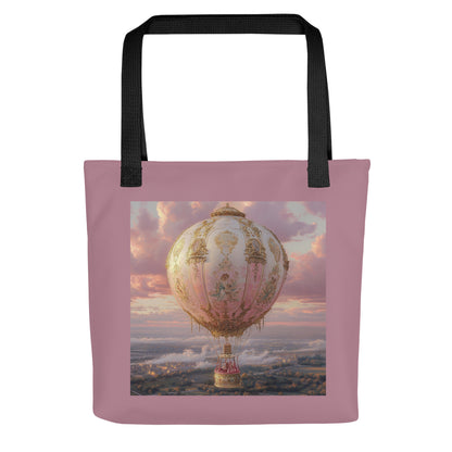 Tote bag "Rêve Royal" avec illustration d’une montgolfière baroque, style poétique et élégant