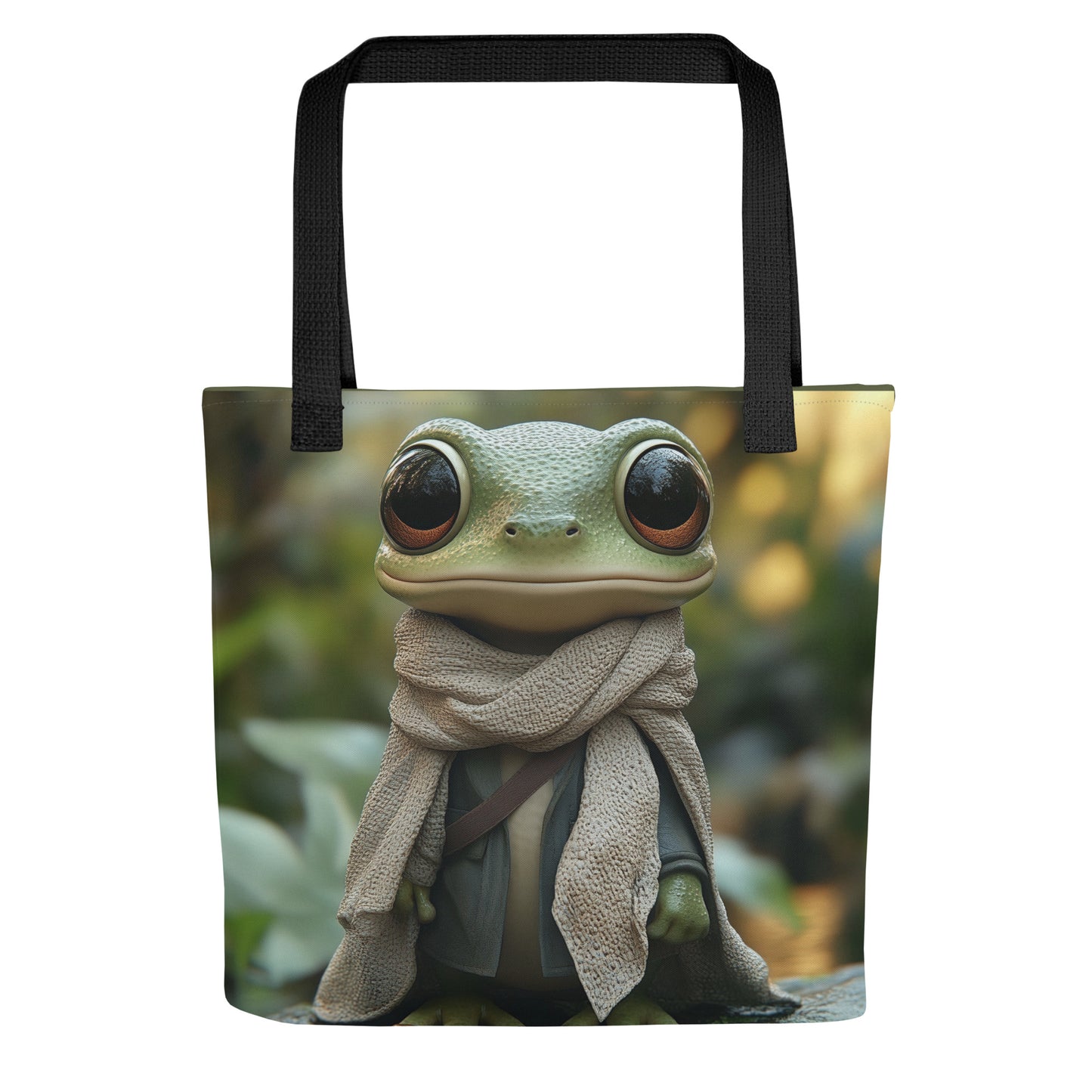 Tote bag Super Rainette illustration grenouille drôle vue de face - anses noires