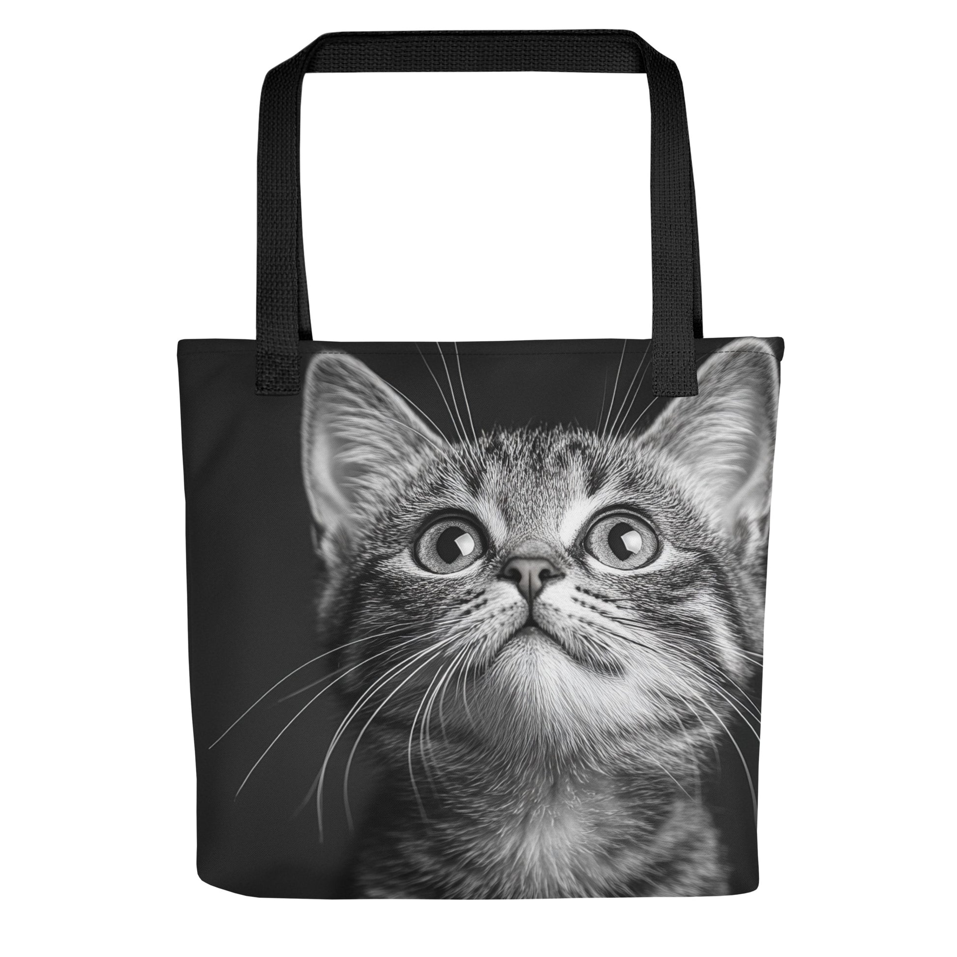 Tote bag Chaton noir et blanc avec illustration tendre et graphique