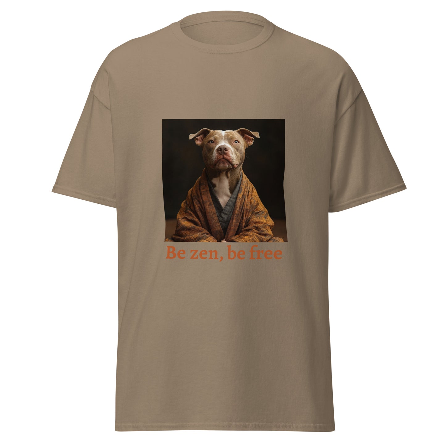 T-shirt unisexe marron avec illustration d’un chien en kimono zen – collection Animaux, style Décalé