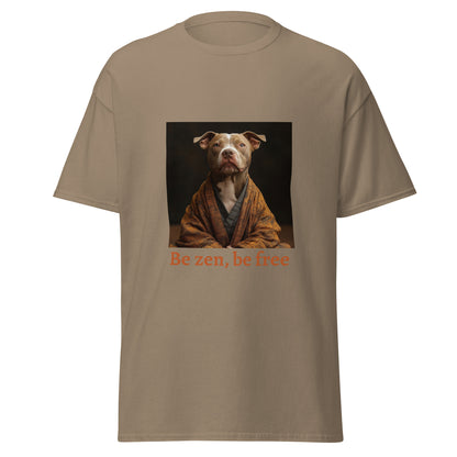 T-shirt unisexe marron avec illustration d’un chien en kimono zen – collection Animaux, style Décalé