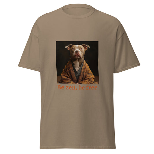 T-shirt unisexe marron avec illustration d’un chien en kimono zen – collection Animaux, style Décalé