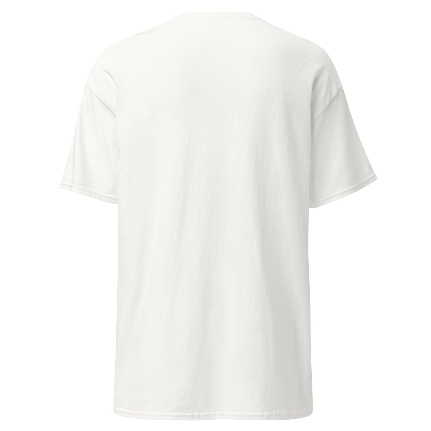 Vue de la coupe unisexe et structurée du T-shirt “Calme Impérial” - blanc dos